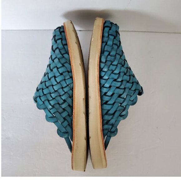 Huarache Mules by Brand X Huaraches Blue Handwoven Leather Size 6 Shoes Sandals - Picture 5 of 12